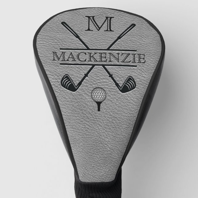 Gray Monogram Initial Name  Golf Head Cover (Creator Uploaded)