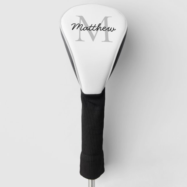Gray Monogram Initial Personalized Name Golf Head Cover (Front)
