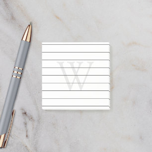 Gray Monogram Lined Post-it Notes
