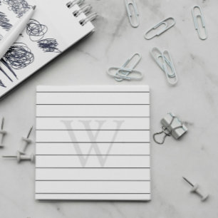 Gray Monogram Lined Post-it Notes