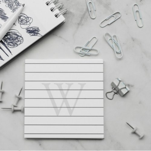 Gray Monogram Lined Post_it Notes