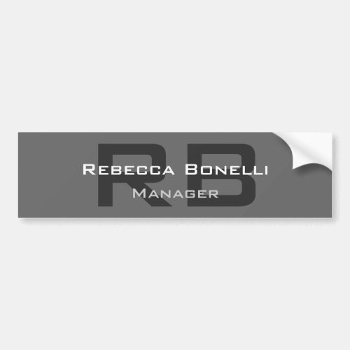 Gray Monogram Minimalist Personalized Modern Bumper Sticker