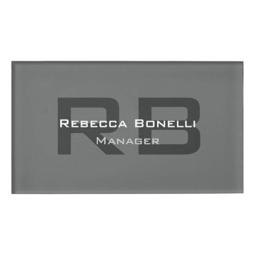 Gray Monogram Minimalist Personalized Modern Name Tag