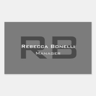 Gray Monogram Minimalist Personalized Modern Rectangular Sticker