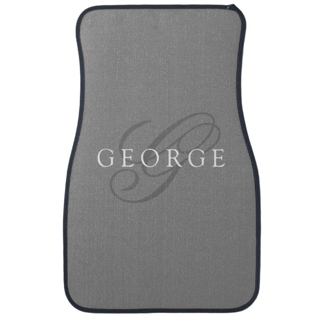 Gray Monogram Name Car Floor Mat (Front)