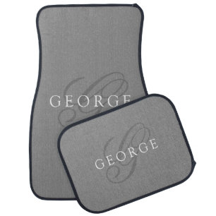 Gray Monogram Name Car Floor Mat