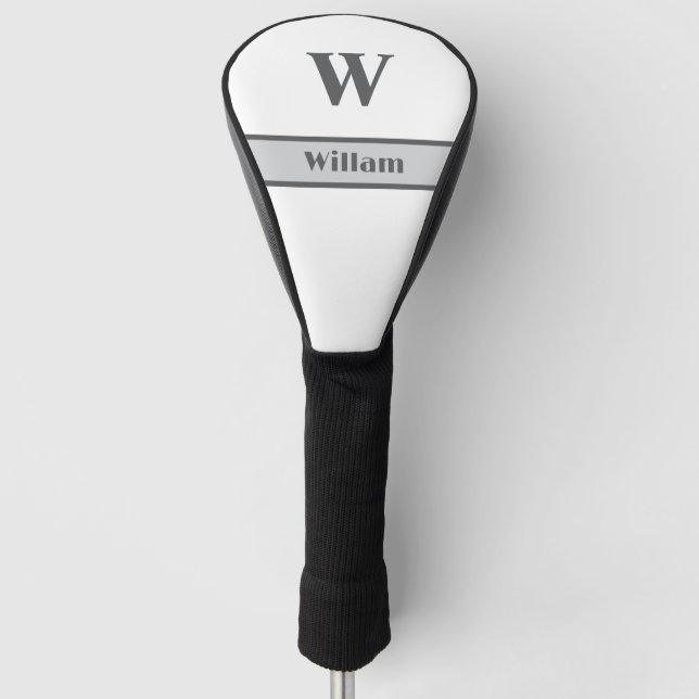 Gray Monogram Name Golf Head Cover (Front)