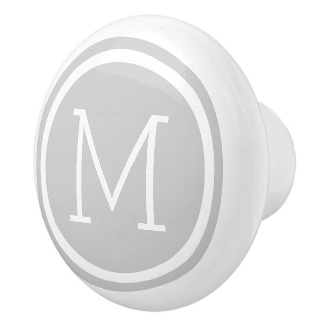 Gray Monogram Personalized Drawer Knob (Right)