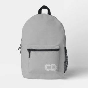 Gray Monogram Printed Backpack