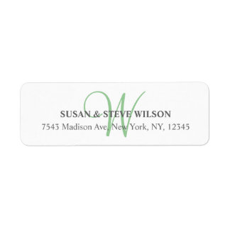 Gray Monogram Return Address Labels for Weddings