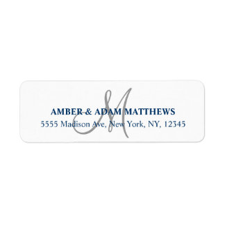 Gray Monogram Return Address Labels for Weddings