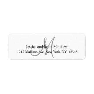 Gray Monogram Return Address Labels for Weddings