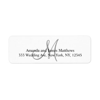 Gray Monogram Return Address Labels for Weddings