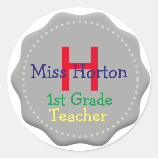 Gray Monogram Teachers Stickers (Front)