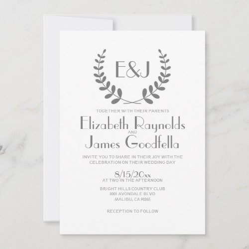 Grey Monogram Wedding Invitations