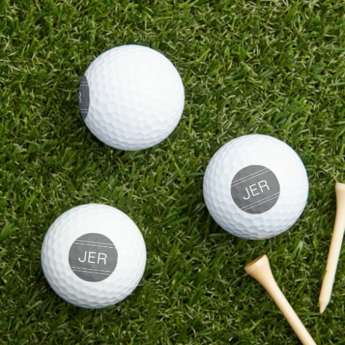 Gray Monogrammed Initial Masculine Classy Classic Golf Balls