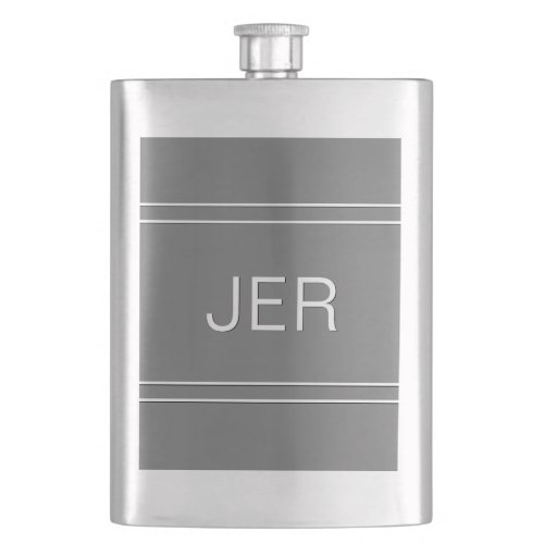 Gray Monogrammed Initials Personalized Drink Flask