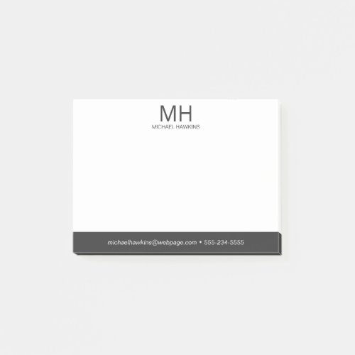 Gray Monogrammed Mens Post_it Notes