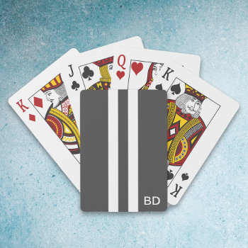 Gray Monogrammed Playing Cards For Men by KathyHenis at Zazzle