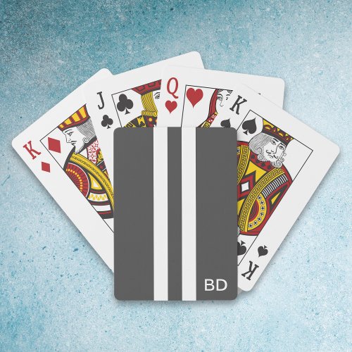 Gray Monogrammed Playing Cards for Men