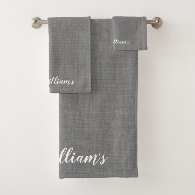 Gray Monogrammed Towel Set (Insitu)