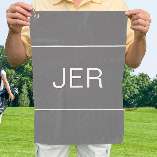 Gray Monogrammed Trendy Golfer Sports Pro  Golf Towel