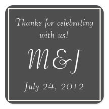 Gray Monogrammed Wedding Favor Label Stickers