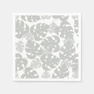 Gray monstera leaf tropical coaster set napkins