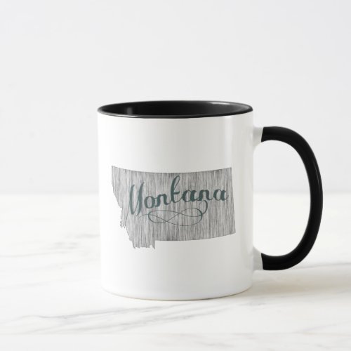 Gray Montana Shaped Antique Grey Typography Mug