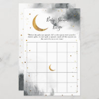 Gray Moon Baby Shower Bingo Game