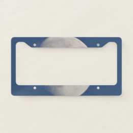 Gray moon in blue sky license plate frame
