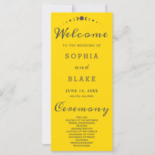 Gray Moon Phases Gold Wedding Program