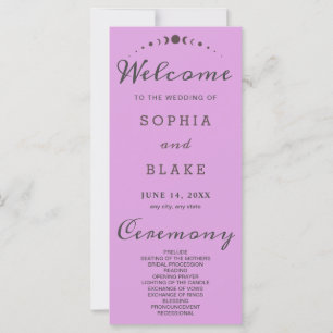 Gray Moon Phases Plum Purple Wedding Program