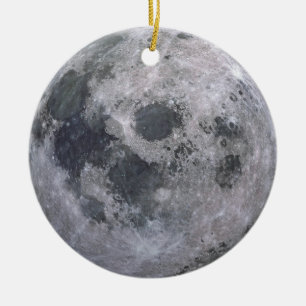 Gray moon photo ceramic ornament