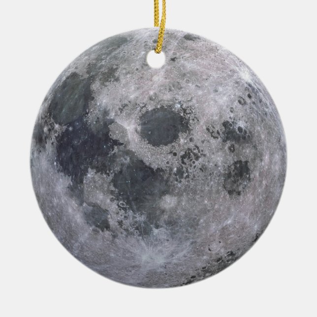 Gray moon photo ceramic ornament (Front)