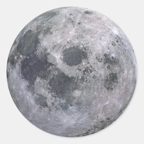 Gray moon photo classic round sticker