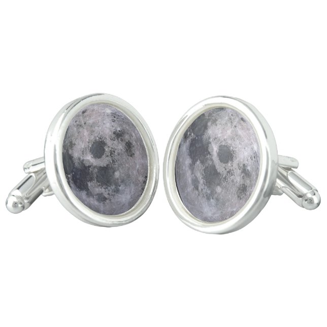 Gray moon photo cufflinks (Angled)