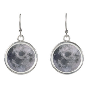 Gray moon photo earrings