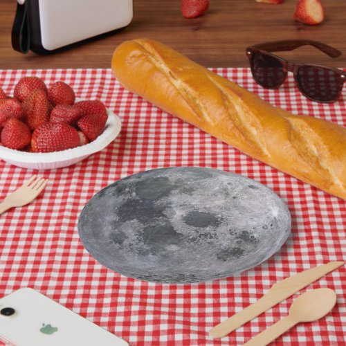 Gray moon photo paper plates