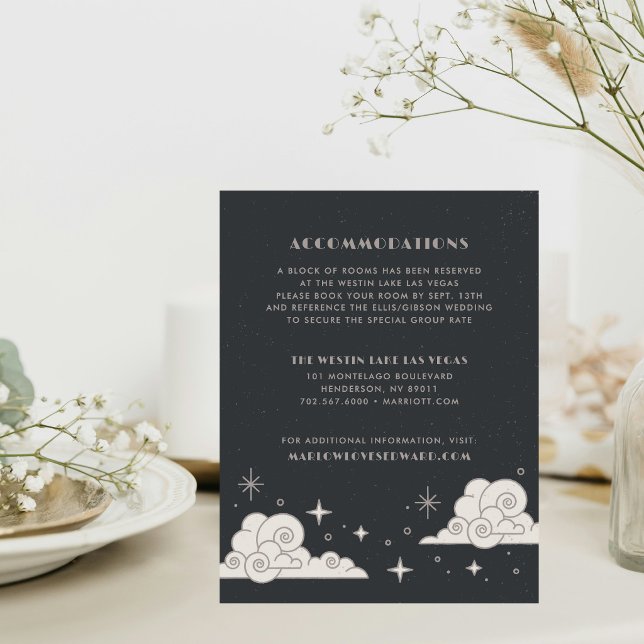 Gray Moon & Stars Celestial Wedding Enclosure Note Card (Creator Uploaded)