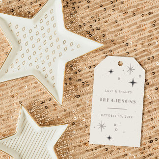 Gray Moon & Stars Celestial Wedding Favor Gift Tags