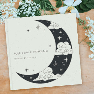 Gray Moon & Stars Celestial Wedding Guest Book