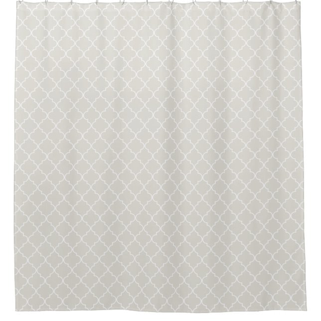 Gray Moroccan Quatrefoil Pattern Shower Curtain (Front)