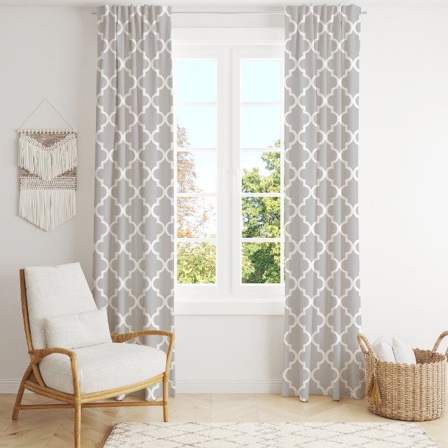 Gray Moroccan Quatrefoil Trellis Blackout Curtains (Creator Uploaded)