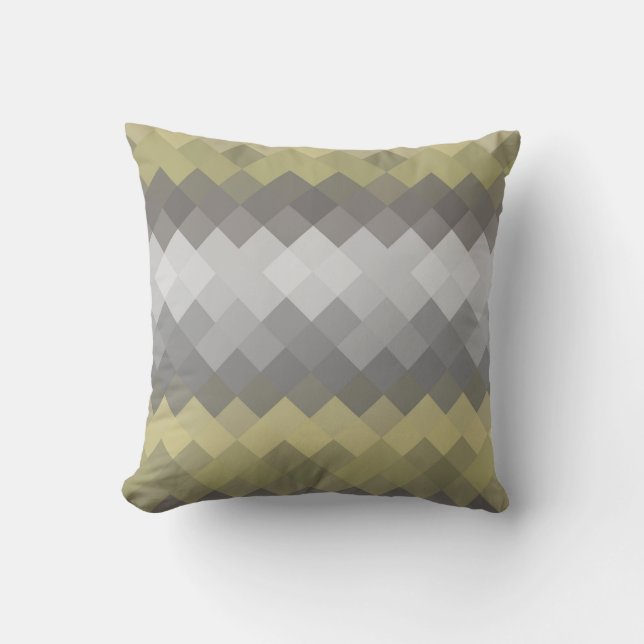 Gray Mosaic Diamond Geometric Pattern Throw Pillow (Front)