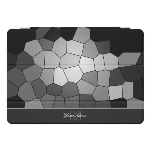 Gray mosaic tiles with personal Monogram iPad Pro Cover