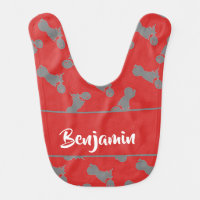 Gray motorbike silhouette on red baby bib