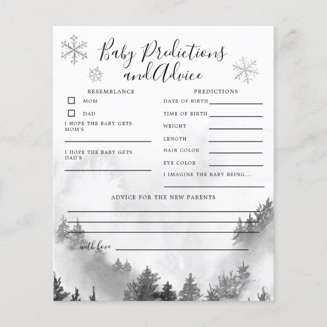 Gray Mountain Baby Predictions & Advice Card (Front)