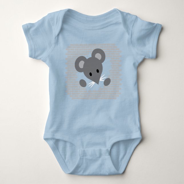 Gray Mouse Burst Baby Bodysuit (Front)