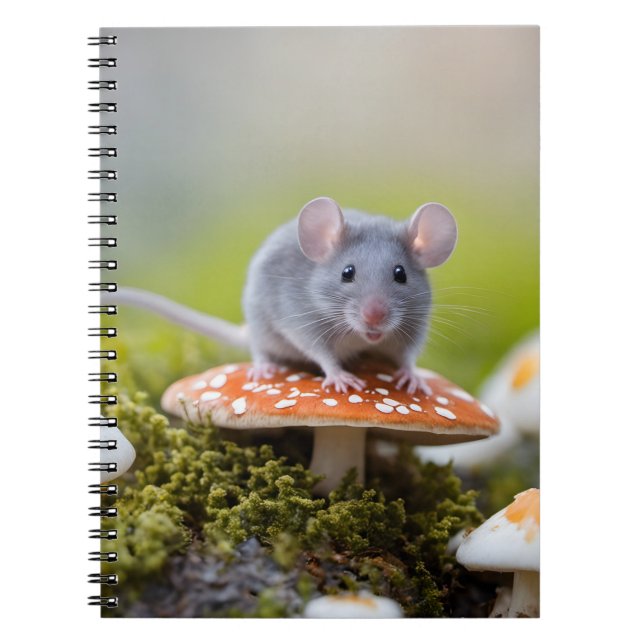 Gray Mouse On Toadstool Notebook (Front)